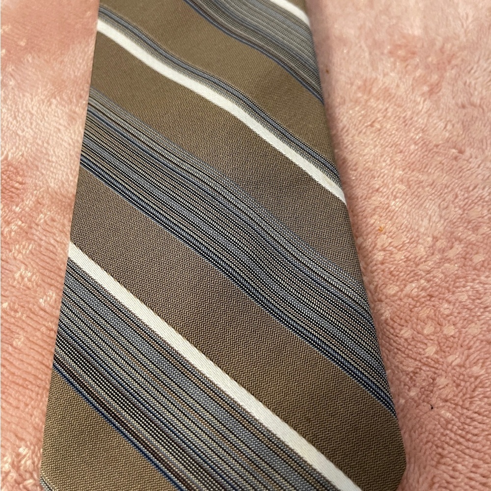 Sears Men's Tie in Brown and Gray Stripes - Picture 2 of 6